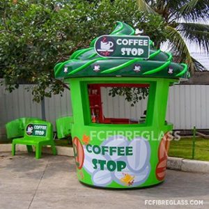 booth coffee stop bahan fiberglass