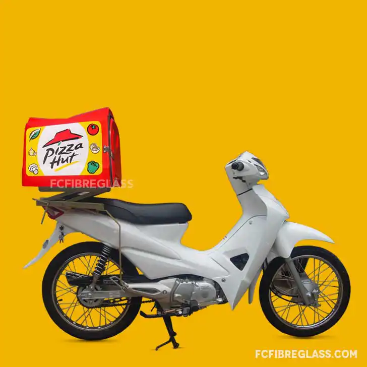 Box motor fiberglass untuk delivery pizza dengan desain ringan dan praktis untuk pengantaran cepat