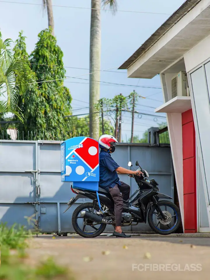 Box motor delivery fiberglass domino pizza untuk pengiriman harian